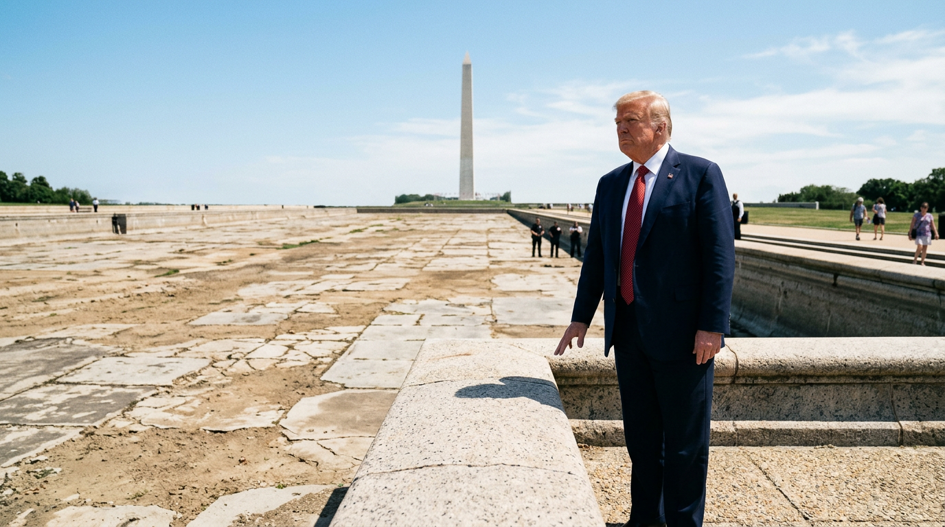Trump Says Reflecting Pool Will Be Drained After July 4, Blames 'Criminal' Vandals