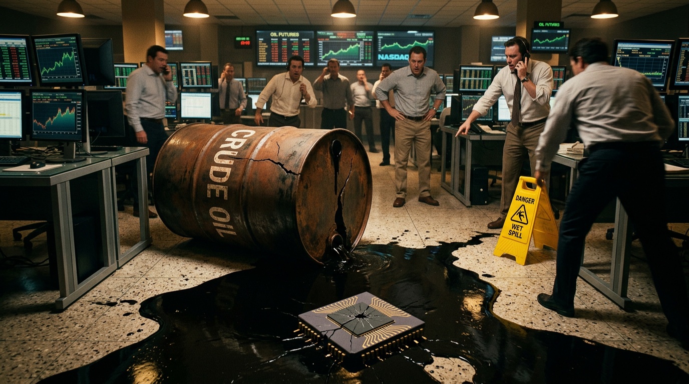 Oil Crashes 8% as U.S. Pauses Iran Strikes, But Chip Rout Wipes Out Relief Rally