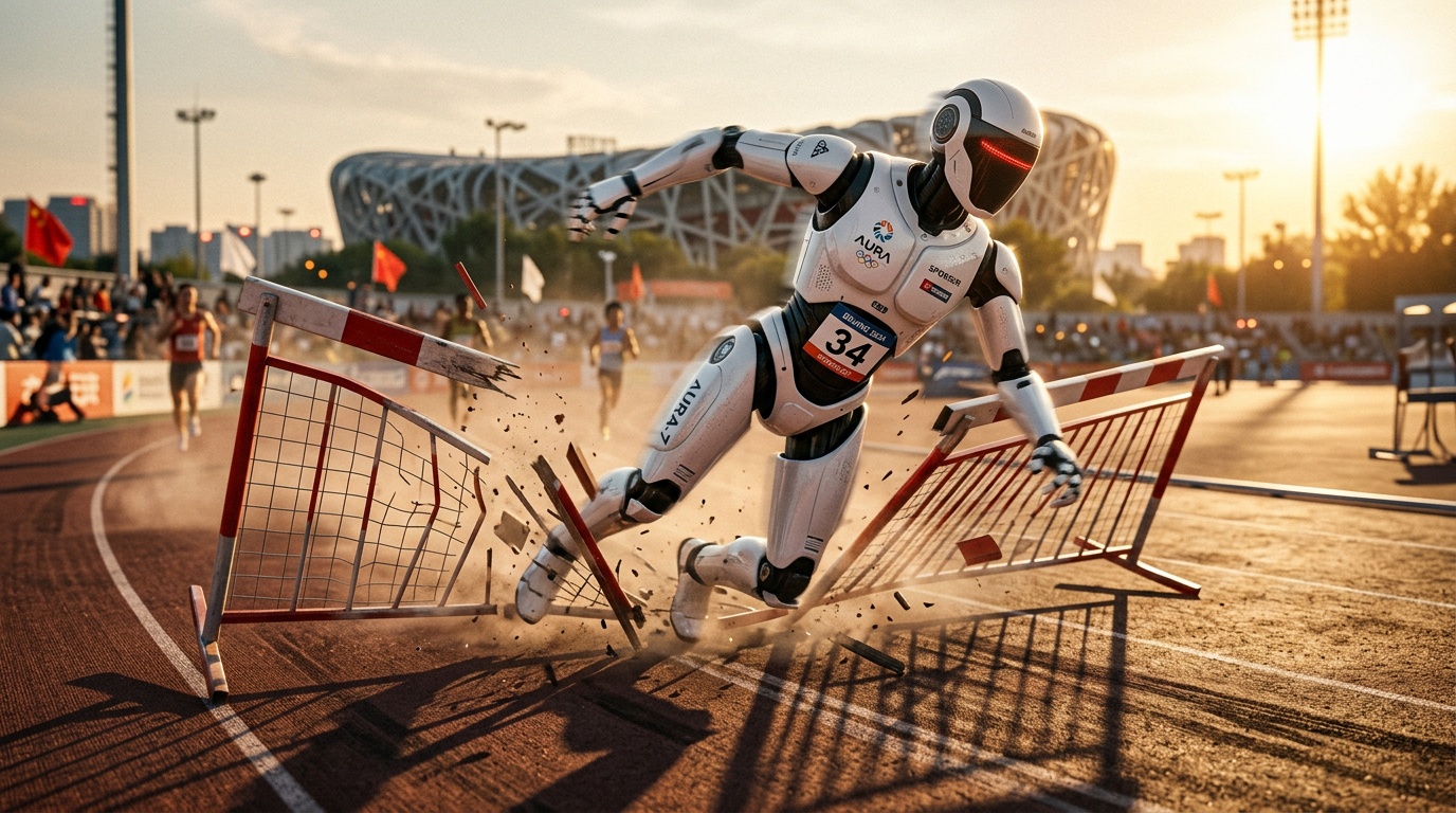 Chinese Humanoid Robot Beats Usain Bolt's 100-Meter Record, Then Crashes Into Safety Barrier
