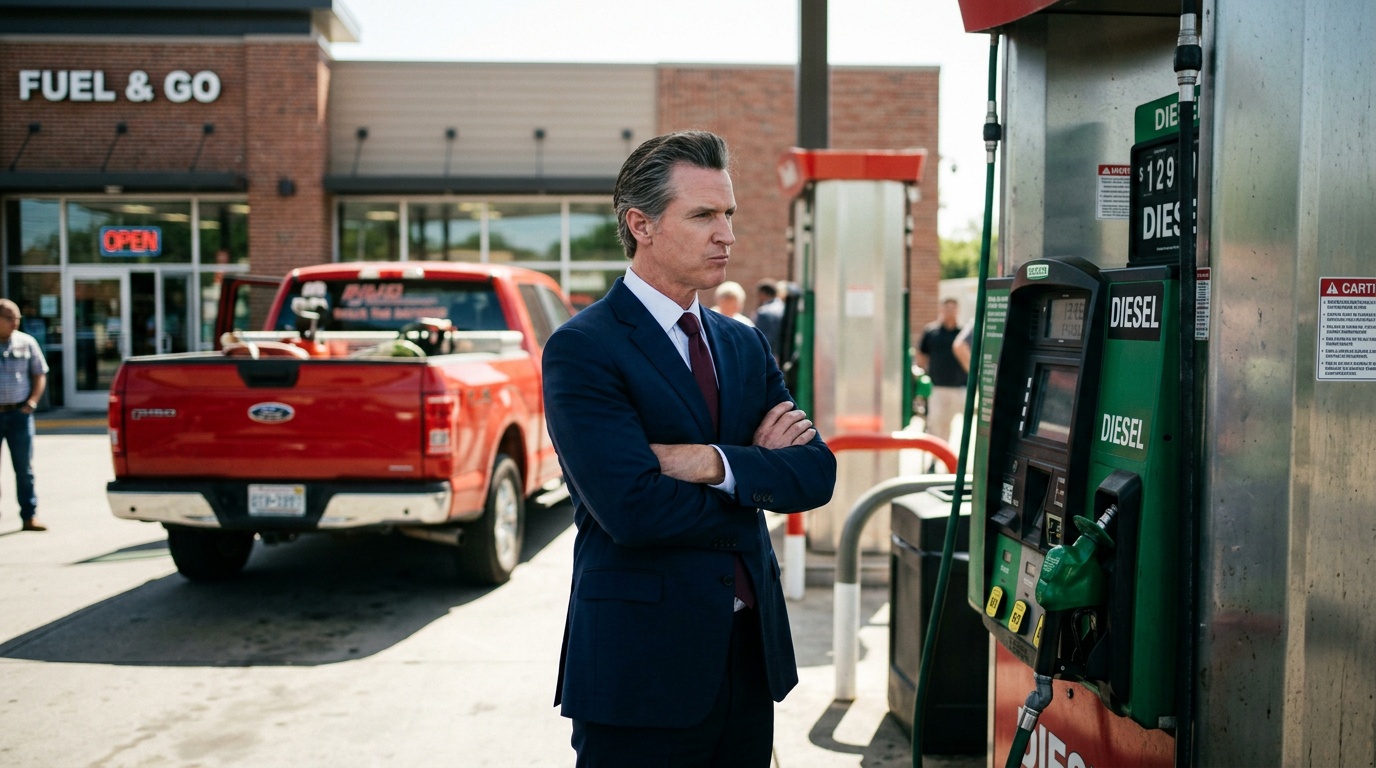 Newsom Says 'Gas Rationing Has Arrived in Trump's America' as California Diesel Nears $8
