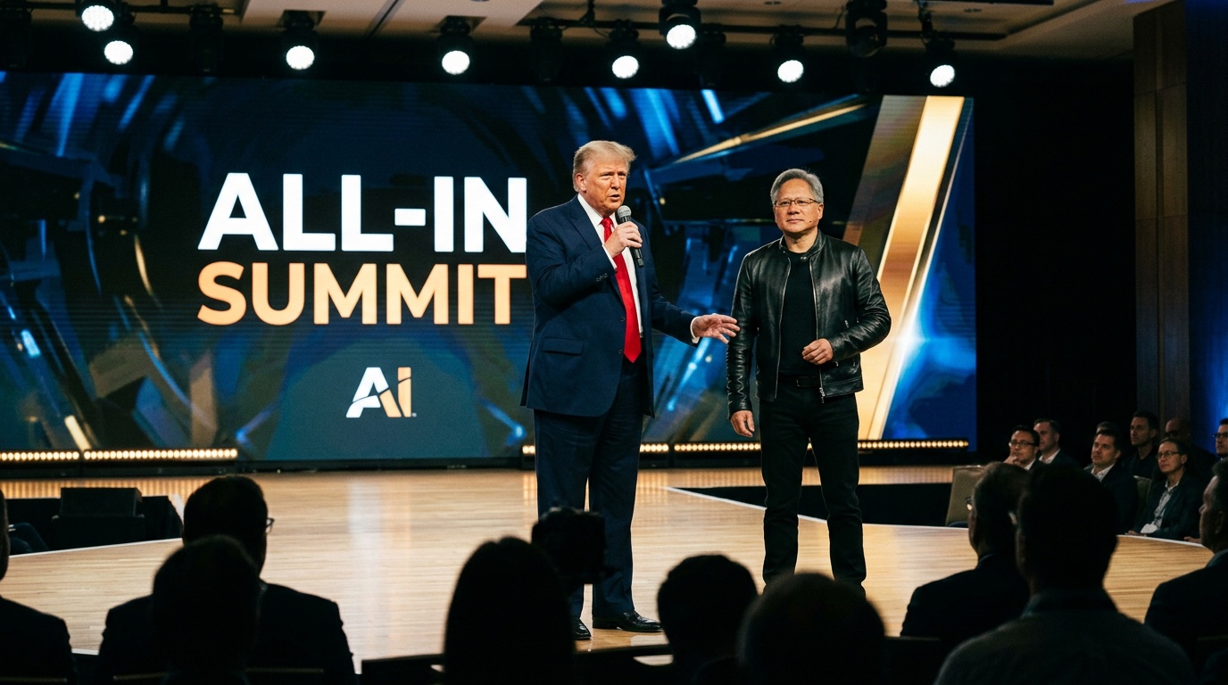 Trump Calls Jensen Huang Live On-Stage at the All-In Summit: 'Robots Will Not Be Taking Over, It's All a Hoax'