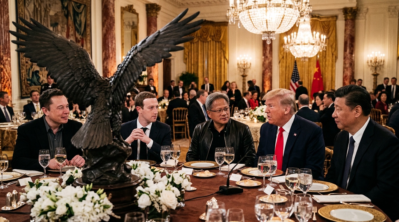 Elon Musk, Mark Zuckerberg and Jensen Huang Dine at Trump's State Dinner for Xi Jinping — Bald Eagle Statue Included
